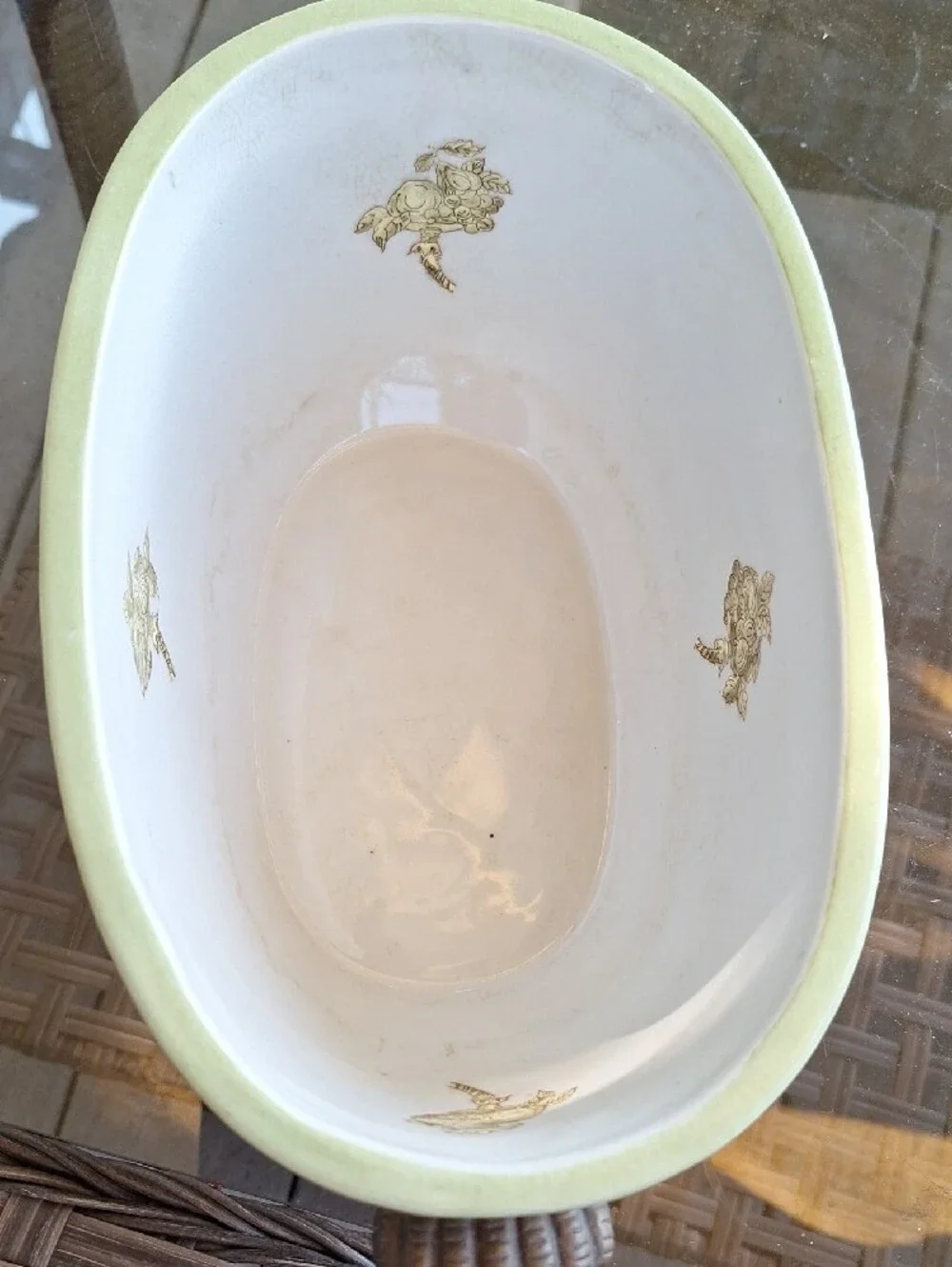 Vintage Porcelain footbath planter, classical Chinoiserie toile design
